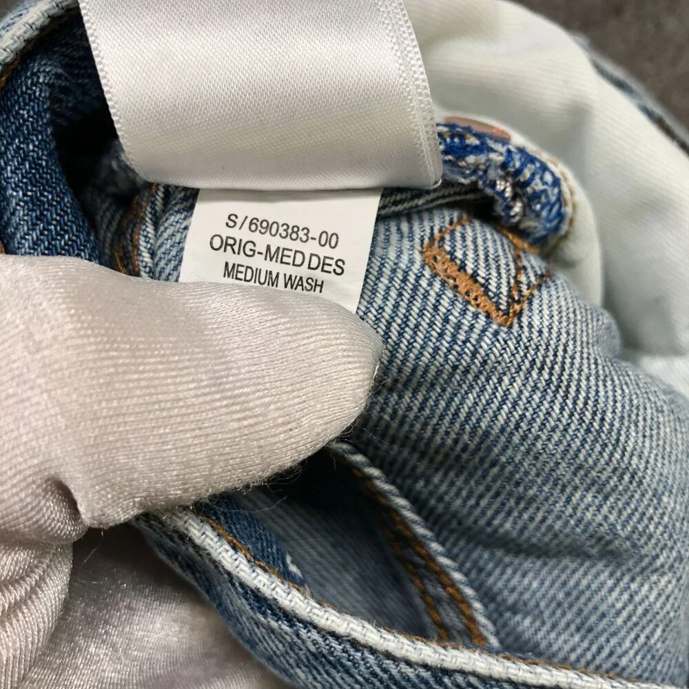 Gap Youth Boys Size 12 90s Original Straight Jean Blue Medium Wash‎ Destroyed